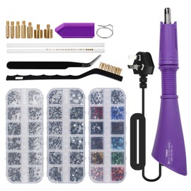 Hotfix Rhinestone Applicator Kit - Professional Bedazzling Tools with 1500+ Gems for Clothes, DIY Crafts & Textiles (Purple Wand, Storage Bag)