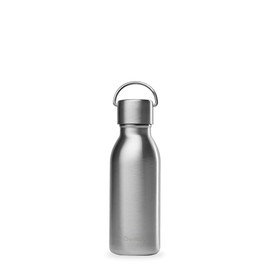 Qwetch - Active Brushed Stainless Steel Insulated Flask 350 ml - Drinking Bottle with Recycled Stainless Steel Handle - 24 Hours Cold and 12 Hours Hot - Waterproof, BPA Free & Compact
