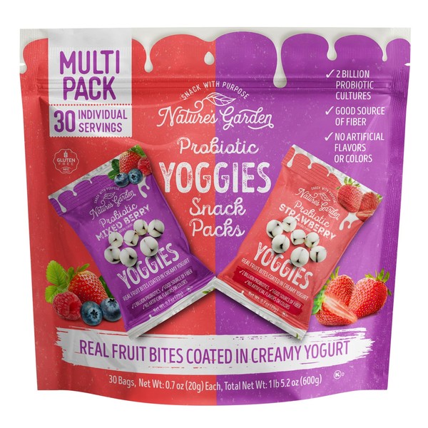 Nature's Garden Probiotic Yoggies Multi Pack, 21oz (Strawberry Yoggies 15x0.7