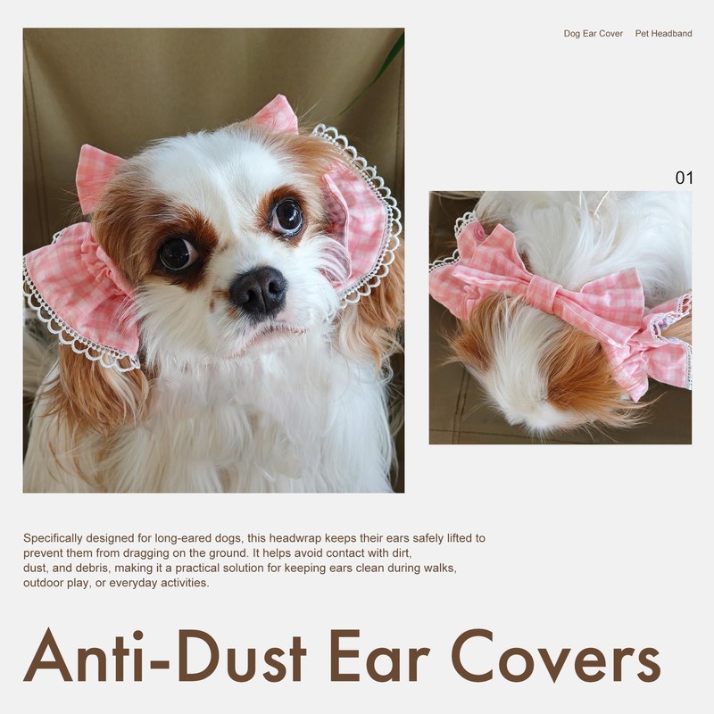 Soft Cotton Dog Headband for Cocker Spaniel, Cavalier, Springer -