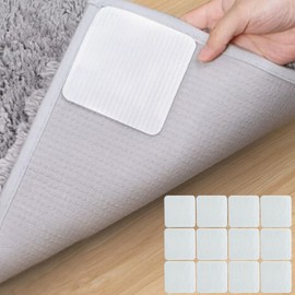 Gripper for Rug, Non Slip Rug Corner Pads Grippers for Hardwood Tiles Floor No Damage, “Vacuum TECH” Anti Slip Carpet Tape Make Corner Flat (12)