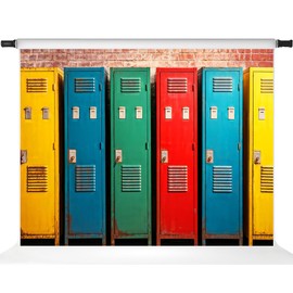 Kate Colorful School Gym Lockers Backdrops Safety Locker Room Decoration Background Photo Studio Props (7x5ft)