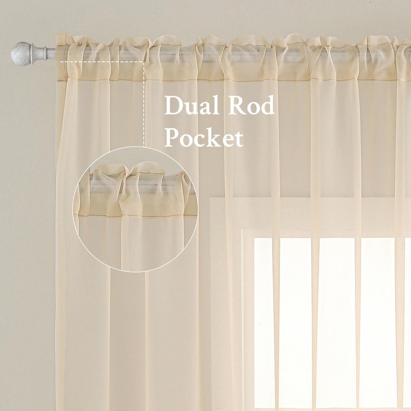 MIULEE 2 Panels Solid Color Sheer Window Curtains Elegant Window