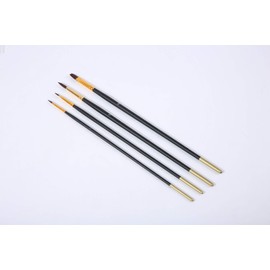 Etchd Lab 4 pcs Artist Paint Brush Set- Ergonomic, No Shedding, Versatile Nylon Brushes - Includes #1 Round, 10 Round, 4 Flat, 10 Flat for Watercolor, Acrylic, Oil, Face, Nail, Craft Art Painting