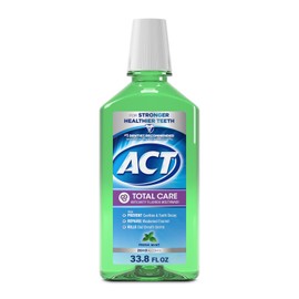 ACT Total Care Zero Alcohol Fluoride Mouthwash Fresh Mint 33.8 Fl Oz