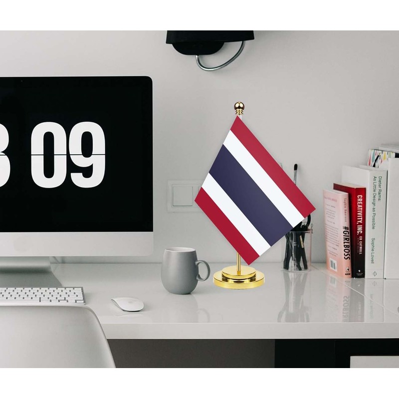 Thailand Desk Flag,12 inch Tall Small Thai Indoor Banner,Tiny Printing