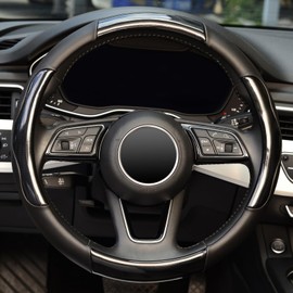 ZHOL Steering Wheel Cover Universal 15 Inch Microfiber Leather Carbon Fiber Steering Wheel Covers, Anti-Slip Car Interior Accessories for Men and Women, Black