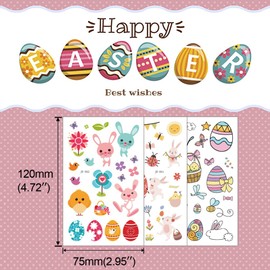 VIWIEU 150+ Easter Temporary Tattoos for Kids Bulk 10 Sheets, Easter Bunny Decorations Basket Stuffers Egg Hunt Fillers Party Favor Essentials for Toddler and Teens Holiday Treats