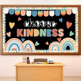 Choose Kindness Bulletin Board Decoration Rainbow Bulletin Board Set Boho Positive Classroom School Decorations Choose Kindness Bohemia Classroom Supplies Rainbow Cutouts for Classroom School
