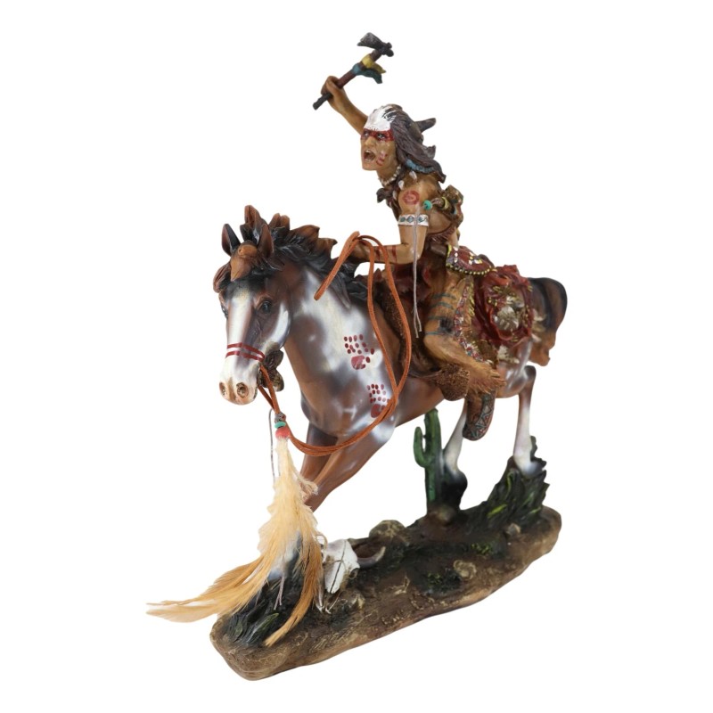 Native Indian Chief Warrior With Hand Axe Charging On Warpath
