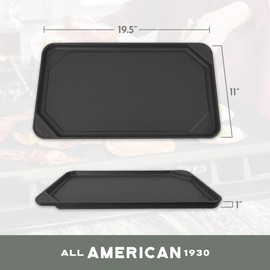 All American 1930 - Ultimate Griddle with Ceramic Non-Stick - Tomato Red - Heavy-Duty & PFAS Free - For Easy, Fat-Free & High-Temp Cooking - Also Use as Thawing Tray - Made in the USA