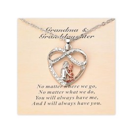 Granddaughter Gifts from Grandma Necklace Gifts for Grandma Birthday Christmas Gifts for Granddaughter Necklace Gifts for Nana Grandmother and Granddaughter Long Distance Heart Necklace with Card