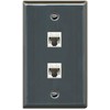 RiteAV 1 Gang 2 Port Cat5e Ethernet Wall Plate - Flat Style Stainless Steel
