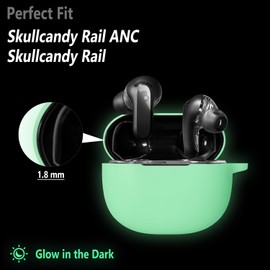 Geiomoo Silicone Case for Skullcandy Rail, Protective Cover with Carabiner (Luminous Green)