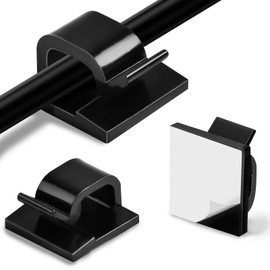 EQUIJUANCE Outdoor String Light Hooks, Adhesive Christmas Light Clips Outdoor - Cable Clips for Patio, Porch Festival Decor - Damage-Free Wire Holder & Cord Organizer (60, Black)