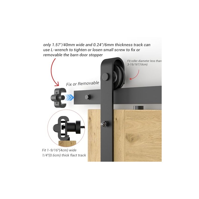 CCJH 2PCS Adjustable Barn Door Stopper fit for 1.57inch/40mm Flat