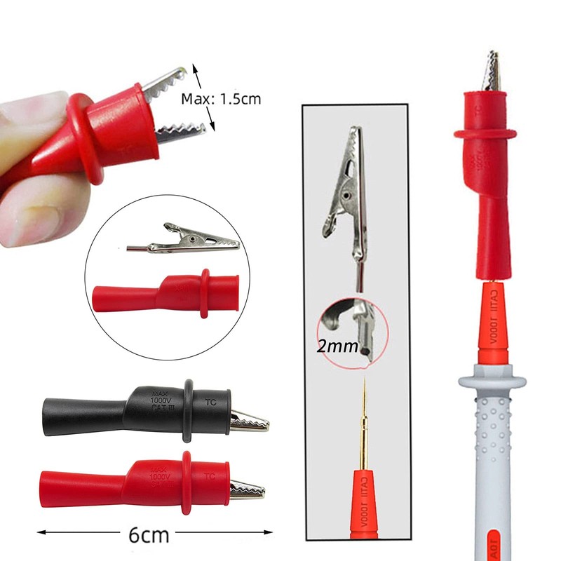 Cleqee 1000V 10A 4PCS Multimeter Alligator Clip Set Electrical Crocodile