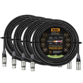 WBC-VALUELINE-2CS (22 AWG) - 4 Units - 18 Foot–Low-Capacitance Shielded Balanced Flexible Microphone, Active-Speaker & Interconnect Cables with Eminence Gold XLR Connectors