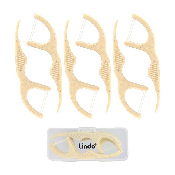 Lindo Eco Floss Picks Dual Thread 200 pcs with Travel