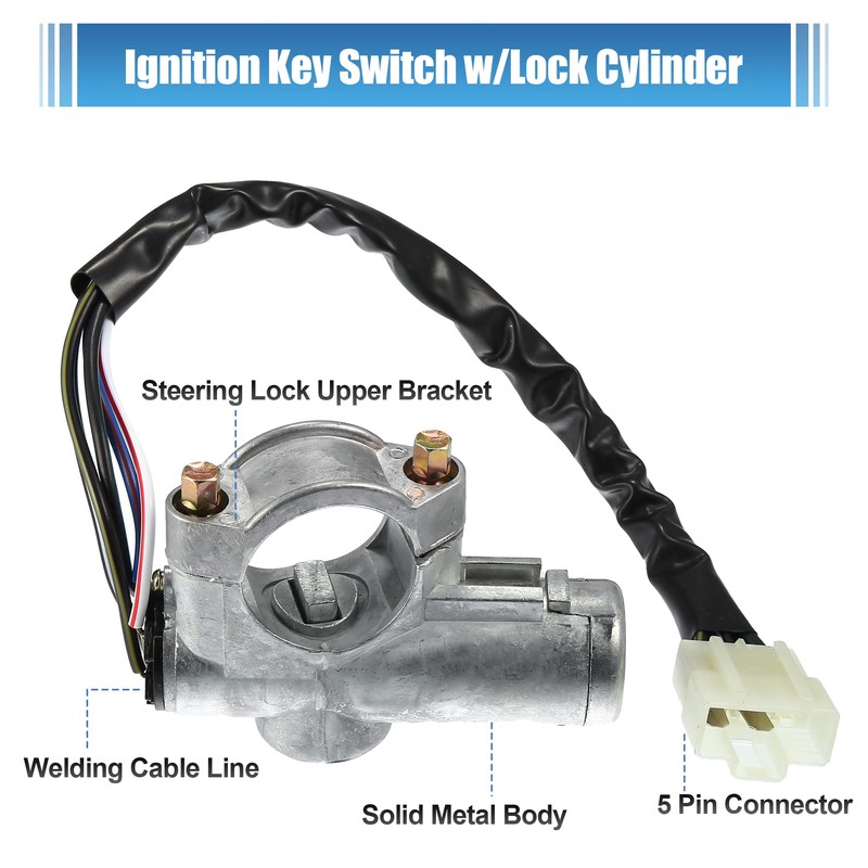 X AUTOHAUX Ignition Key Switch Steering Lock Cylinder W/Key 48700-01G25
