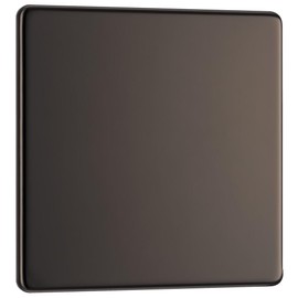 BG Electrical Screwless Single Blank Flat Plate, Black Nickel, FBN94-01