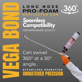 Vega Bond Ergonomically Designed Long Nose Applicator Gun for Spray Foam with PTFE Non-Stick Coated Basket can Rotate up to 360° at a 30° Angle. Works with All Brands. 24 Inches