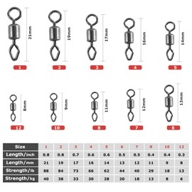 Goture 100 Pcs Fishing Barrel Swivels,Stainless Steel Diamond Shaped Round Swivels,Dual-End Design for Barrel Swivels Fishing Saltwater Freshwater Fishing Swivel 44LB