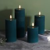 Girimax Teal Flat Top Ribbed Flameless Pillar Candles with Remote,