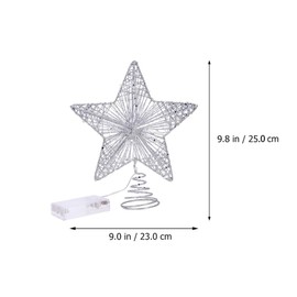 TOYANDONA 1Pcs Christmas Tree Star Topper, LED Light Up Tree Topper Decoration for Party Home Decor (Silver)