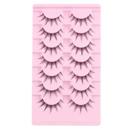 Oreola Manga Eyelashes with Clear Band Artificial Eyelashes Natural Delicate Spiky Eyelashes 7 Pairs Strip Eyelashes Crossed Anime Eyelashes Look Like Individual Eyelash Clusters