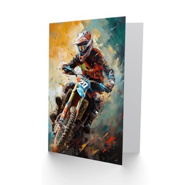 Artery8 Motocross Fan Motorcycle Dirt Bike for Husband Him Dad Son Brother Birthday Thank You Fathers Day Blank Art Greeting Card