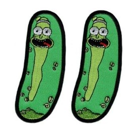 Pickle Rick Embroidered Hook Fastener Patch (3.75 X 1.25) 2 Piece for Jackets, Vests, Hats, Backpacks, and Tactical Gears.