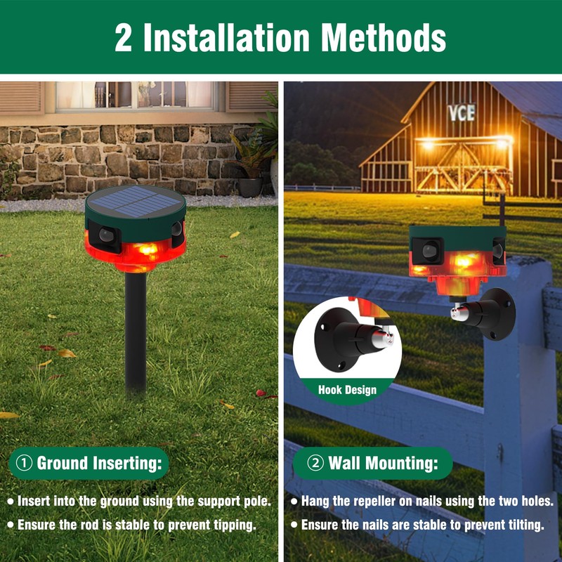 ChunHee Solar Motion Sensor Alarm Outdoor, Dog Barking & Gunshot