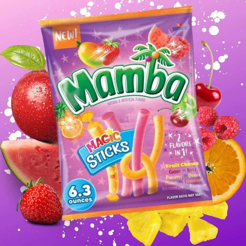 Needzo Mamba Chewy Candy Assortment, Tropical Chews, Fruit Strips, and