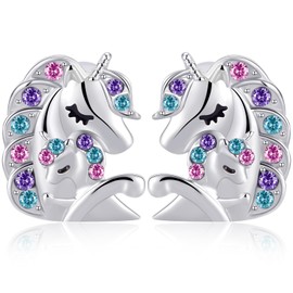 SONGDAI Unicorn Earrings for Girls Women Sterling Gold Hypoallergenic Cute Opal Earrings Christmas Birthday Party Jewelry Gift for Kids Daughter Granddaughter Niece