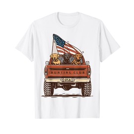 Patriotic Hunting Dog Truck American Flag Labrador Retriever T-Shirt