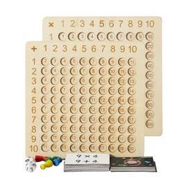 Asweets 2 in 1 Wooden Montessori Multiplication Addition Board Game Montessori Toy Educational Math Table Board Game Double-Sided Boards for Toddlers and Preschool Gifts for Kids