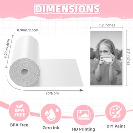 6 Rolls Thermal Printer Paper for Kids Instant Print Camera, Kids Camera Paper Roll Refill, HD Thermal Paper Compatible with Most Instant Print Camera for Kids