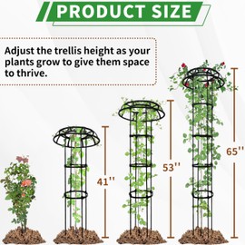 Mushroom Obelisk Trellis for Climbing Plants Outdoor 65", Adjustable Weatherproof Garden Umbrella Plant Trellis Support for Rose, Clematis, Cucumber, Pole Beans, Potted Plants, Yard Patio, 1 Pack