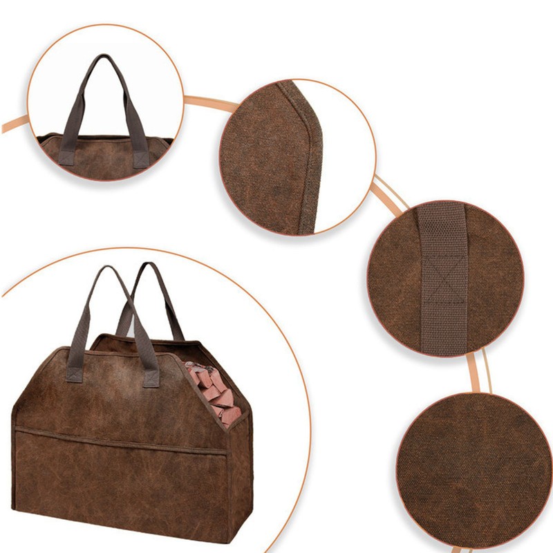 Firewood Carrier Bag Canvas Scratch Resistant Firewood Log Tote Bag