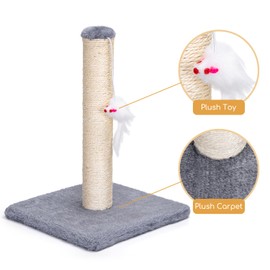 Nobleza - Cat Scratching Post Small Cat Activity Center Kitty Climbing Tree with sisal Kitten Play Tower with Hanging Toys, Grey, 25 * 25 * 35cm