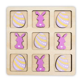 Easter Tic Tac Toe, Wooden Tic Tac Toe, Tic Tac Toe Game For Kids, Mini Tic Tac Toe Board, Easter Gift For Kids, Easter Basket Stuffers for Kids, Easter Games for Kids, Easter Gift 2025 (Pink)