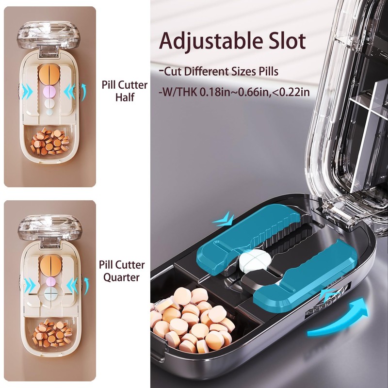 Pill Cutter Splitter for Small and Tiny Pills - Adjustable