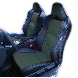 IGGEE, INC. IGGEE CUSTOM FIT FRONT SEAT COVERS FOR SCION FR-S 2013-2016 BLACK/CHARCOAL