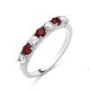 Sterling Silver Ruby CZ 7 Stone Eternity Ring size K
