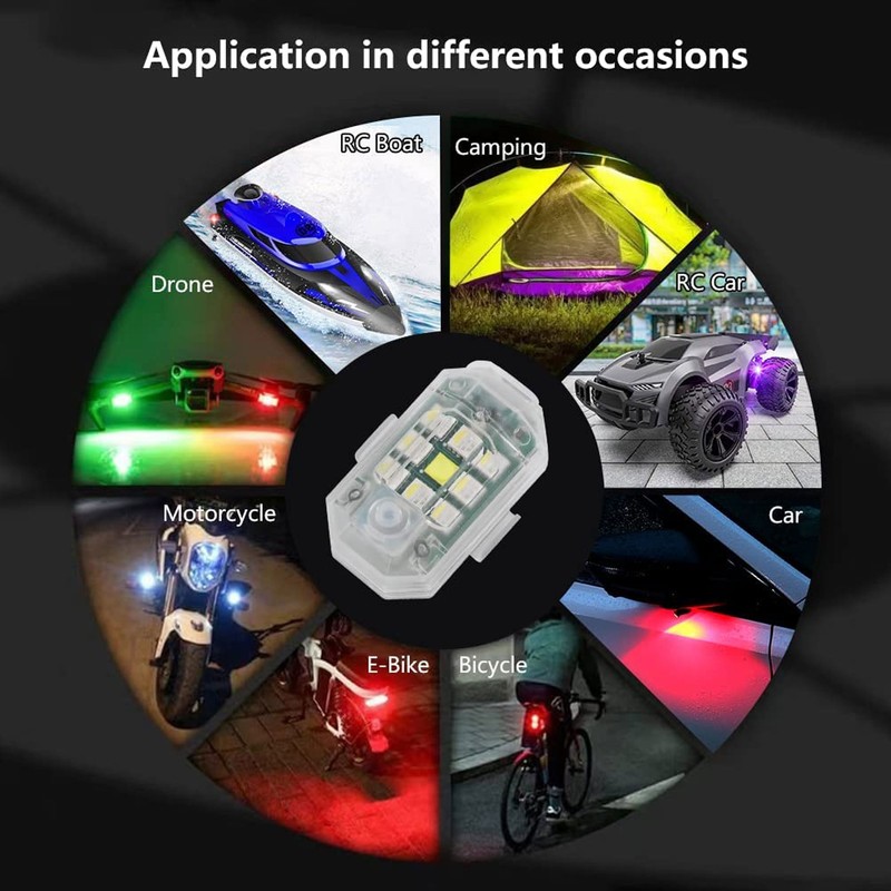 4Pcs LED Strobe Light High Brightness Waterproof Portable Wireless Flashing