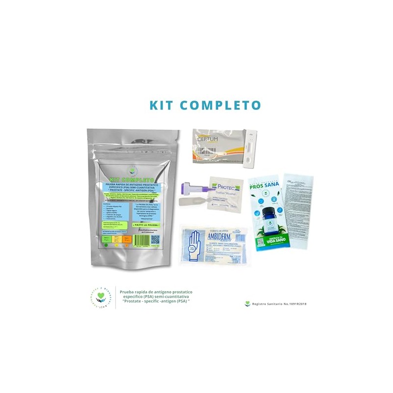 Kit Completo de Prueba Rápida PSA, Semi-Cuantitativo, con Aguja, Gotero,