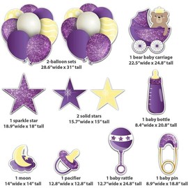 Unbranded VictoryStore Purple Glitter Outdoor Baby Shower Decorations Set 19591