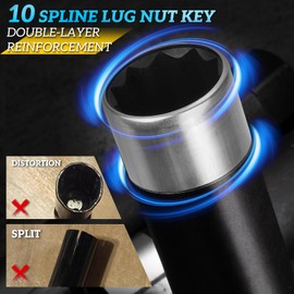 Thinkpro 10 Spline Lug Nut Socket,Compatible with Bimecc 10-Spline Lug Nut Key,10 Point Lug Nuts Remover, 17MM,19MM Hex Drive Wheel Lock Removal Tool Replacement for TA20 17/19