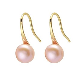 Huge Tomato AAA Freshwater Pearl Earrings Pearl Drop Earrings 8-9mm Sterling Silver and 14k Gold Real Pearl Earrings